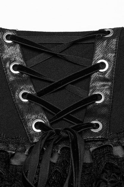 Lolita Skirt - Multi-layered Stitching Lace-up, Black, Women's Style, Punk Style - additional product view 5