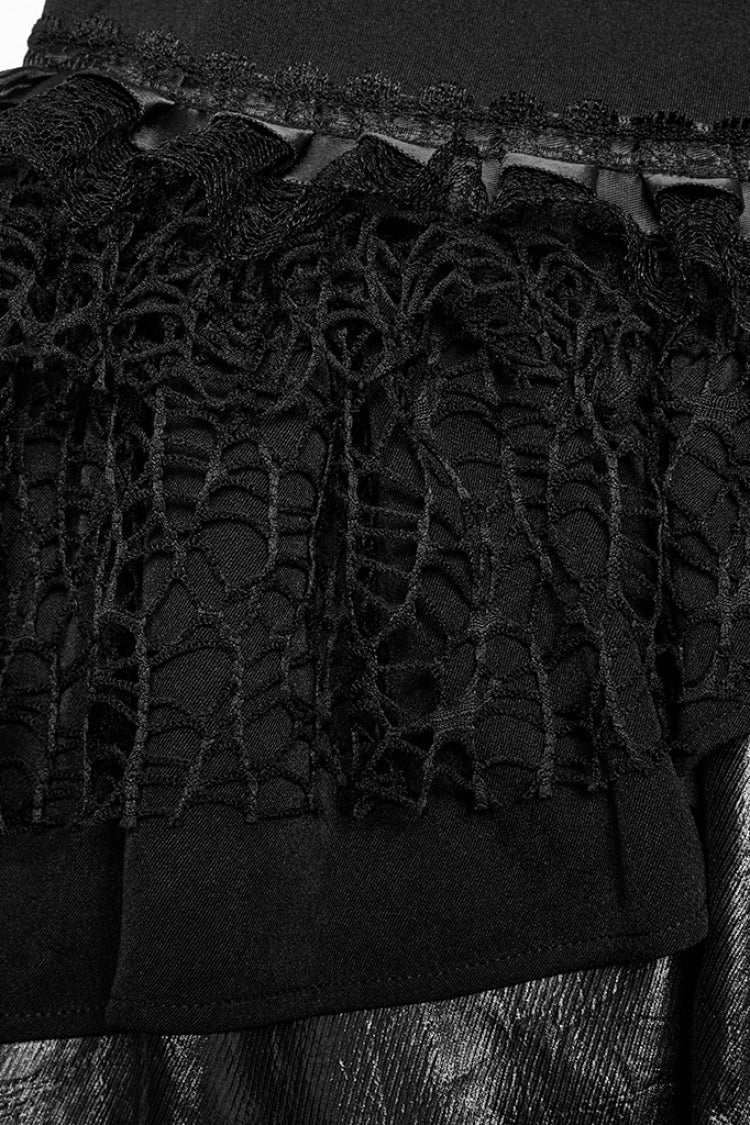 Lolita Skirt - Multi-layered Stitching Lace-up, Black, Women's Style, Punk Style - additional product view 6