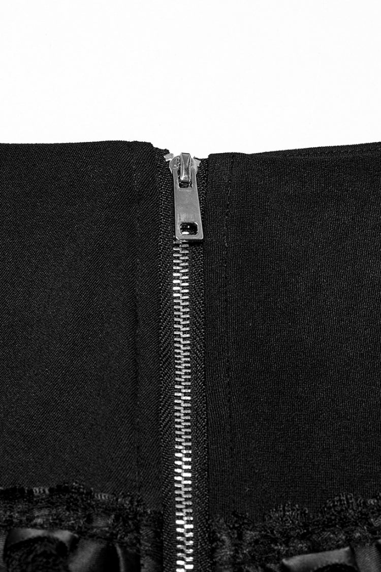 Lolita Skirt - Multi-layered Stitching Lace-up, Black, Women's Style, Punk Style - additional product view 7
