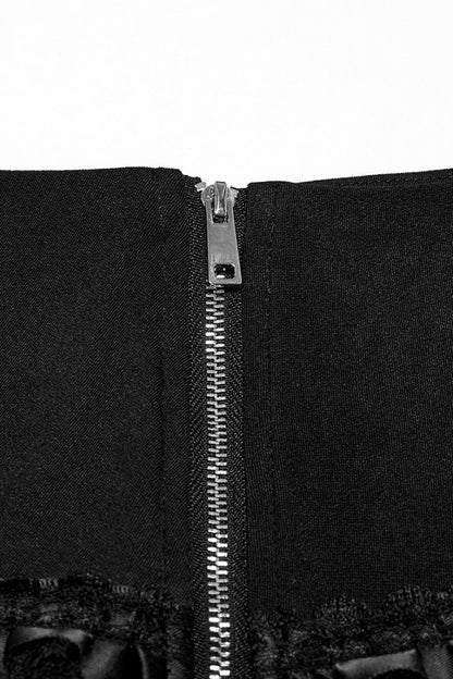 Lolita Skirt - Multi-layered Stitching Lace-up, Black, Women's Style, Punk Style - additional product view 7