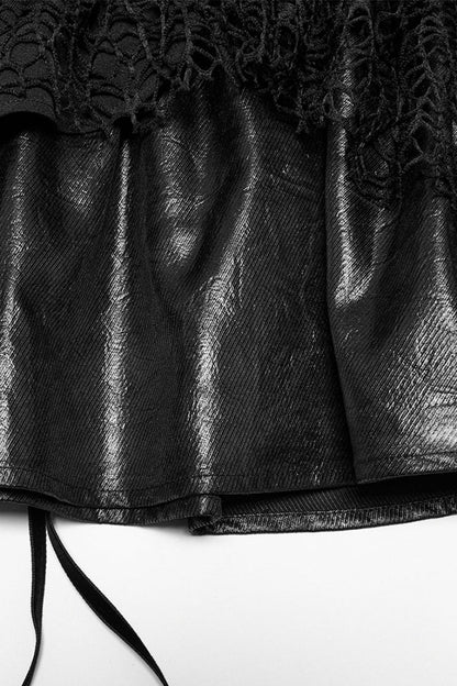Lolita Skirt - Multi-layered Stitching Lace-up, Black, Women's Style, Punk Style - additional product view 8