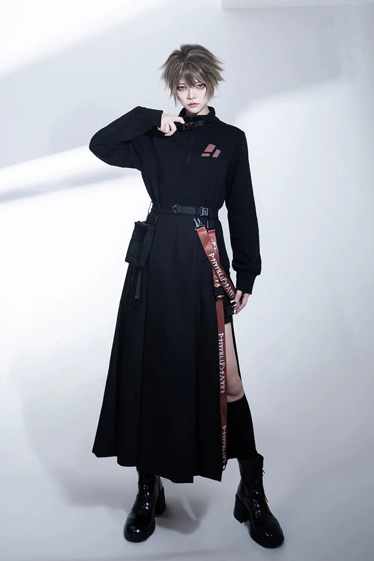 Lolita Skirt - Nameless Blade, Black, Stand Collar, Long Sleeves, Gothic Style - S Black(Small-Set) / M Black(Small-Set) / L Black(Small-Set) option