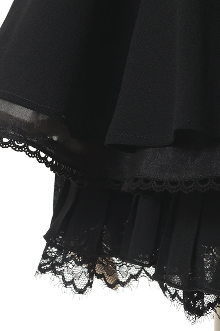 Lolita Skirt - Off Shoulder, Black, Lace Trim, Ruffled, Printed - additional product view 4