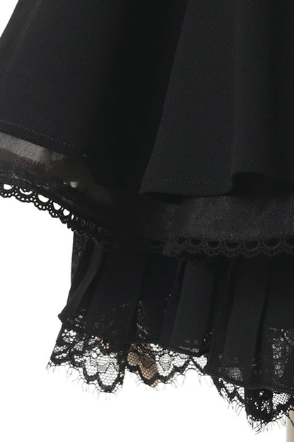 Lolita Skirt - Off Shoulder, Black, Lace Trim, Ruffled, Printed - additional product view 4