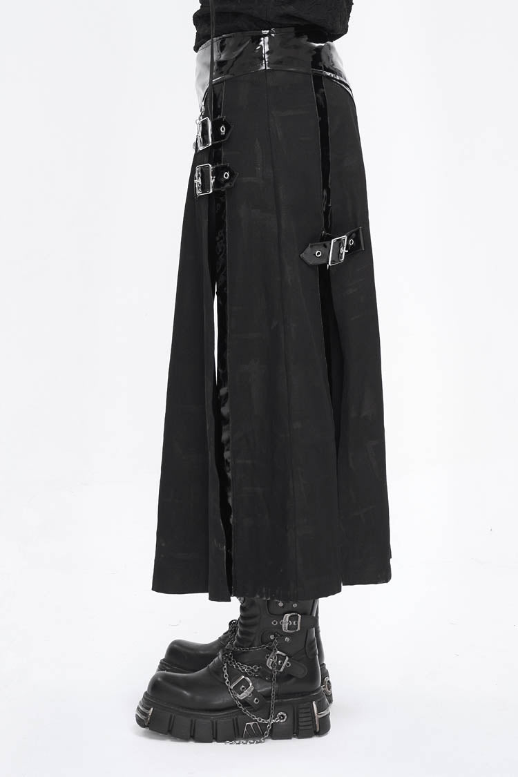 Lolita Skirt - Patent Leather Splice Split, Black, Zipper Detail, Buckle Detail - additional product view 4