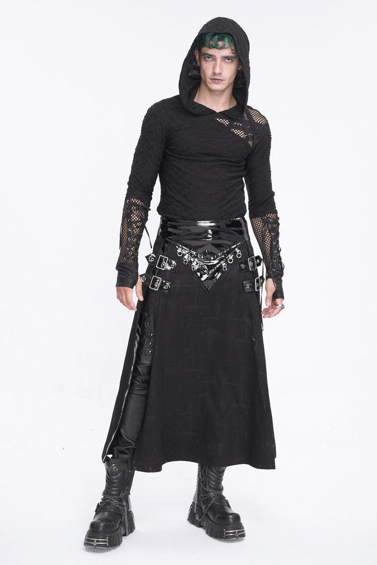 Lolita Skirt - Patent Leather Splice Split, Black, Zipper Detail, Buckle Detail - additional product view 5