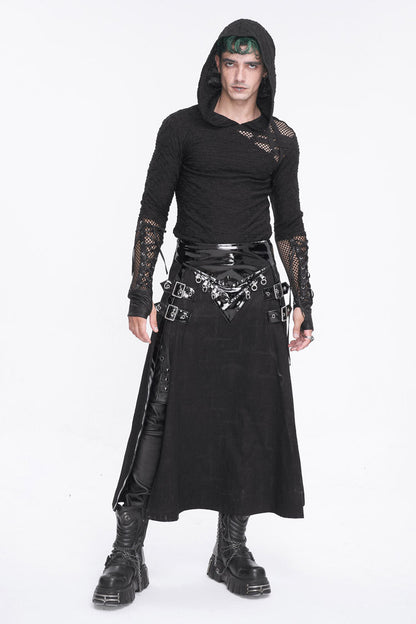Lolita Skirt - Patent Leather Splice Split, Black, Zipper Detail, Buckle Detail - additional product view 5