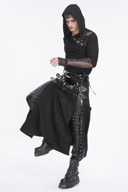 Lolita Skirt - Patent Leather Splice Split, Black, Zipper Detail, Buckle Detail - additional product view 6