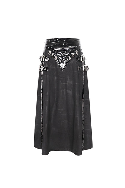 Lolita Skirt - Patent Leather Splice Split, Black, Zipper Detail, Buckle Detail - additional product view 8