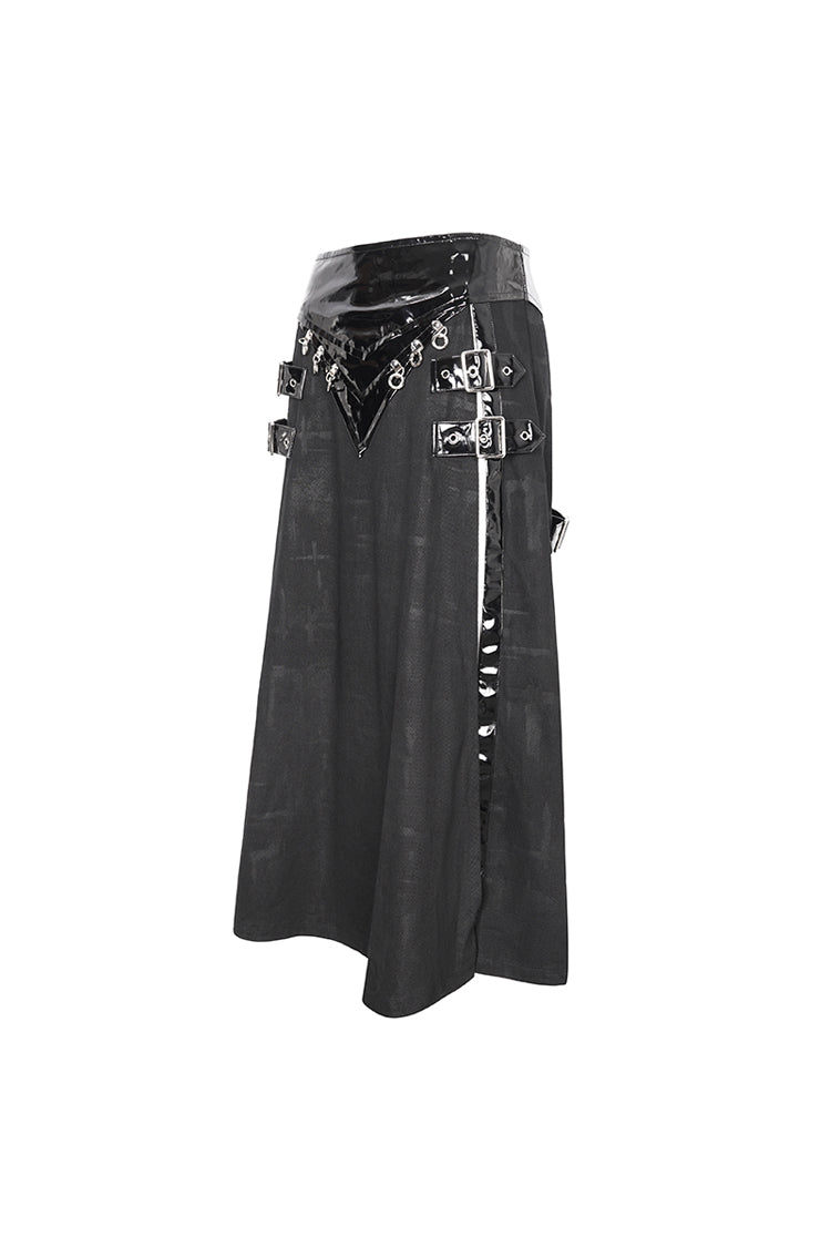 Lolita Skirt - Patent Leather Splice Split, Black, Zipper Detail, Buckle Detail - additional product view 9