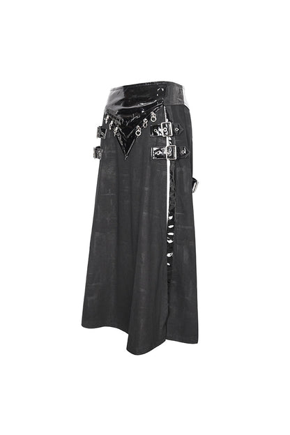Lolita Skirt - Patent Leather Splice Split, Black, Zipper Detail, Buckle Detail - additional product view 9