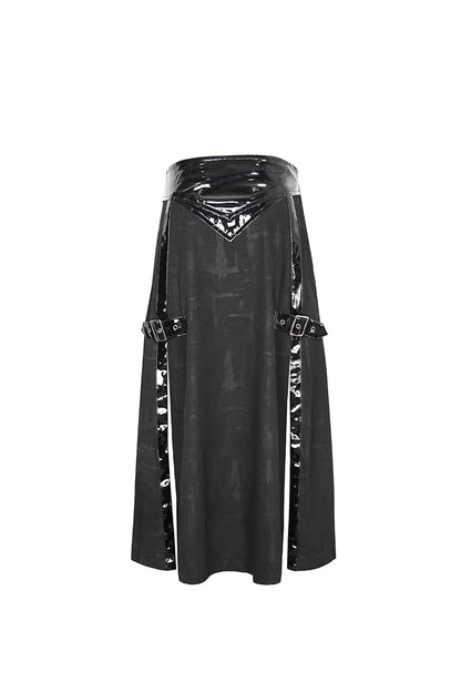 Lolita Skirt - Patent Leather Splice Split, Black, Zipper Detail, Buckle Detail - additional product view 10