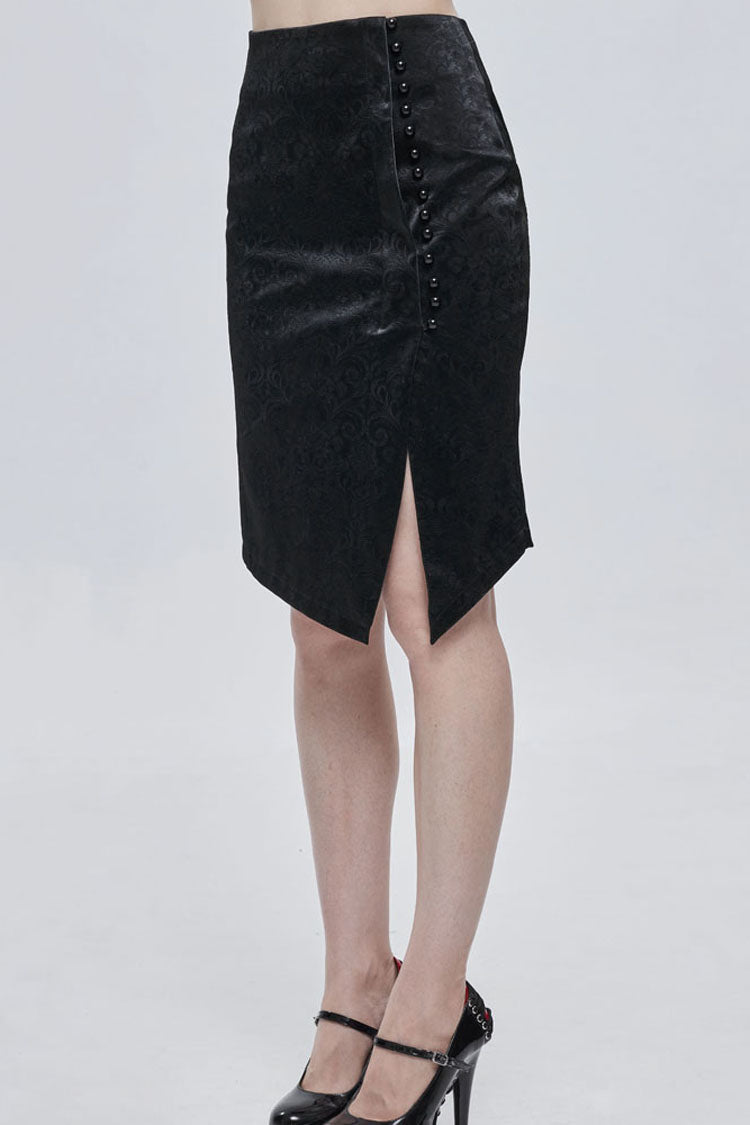 Lolita Skirt - Pattern Leather Button, Black, Zipper Detail, Buckle Detail, Women's Style - additional product view 3