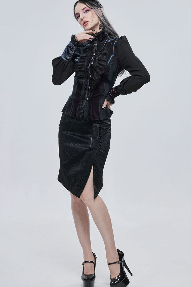 Lolita Skirt - Pattern Leather Button, Black, Zipper Detail, Buckle Detail, Women's Style - additional product view 6