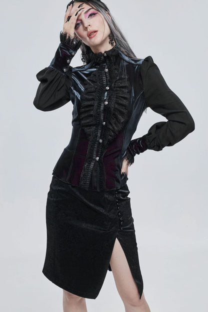 Lolita Skirt - Pattern Leather Button, Black, Zipper Detail, Buckle Detail, Women's Style - additional product view 7