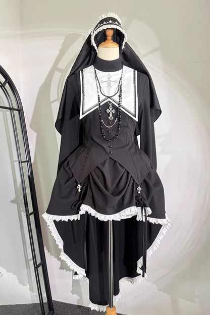 Lolita Skirt - Peace Prayer, 2 Colors, Long Sleeves, Gothic Style, Bow Detail - additional product view 3