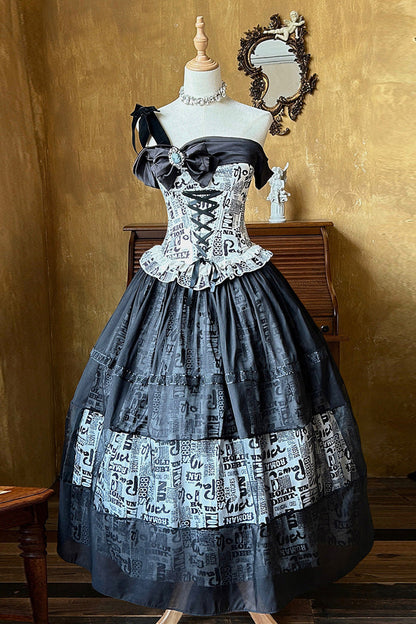Lolita Skirt - Pin-up Girl, Black, Bow Detail, Lace Trim, Ruffled - additional product view 2
