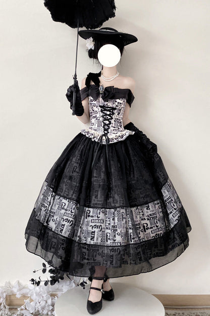 Lolita Skirt - Pin-up Girl, Black, Bow Detail, Lace Trim, Ruffled - additional product view 4