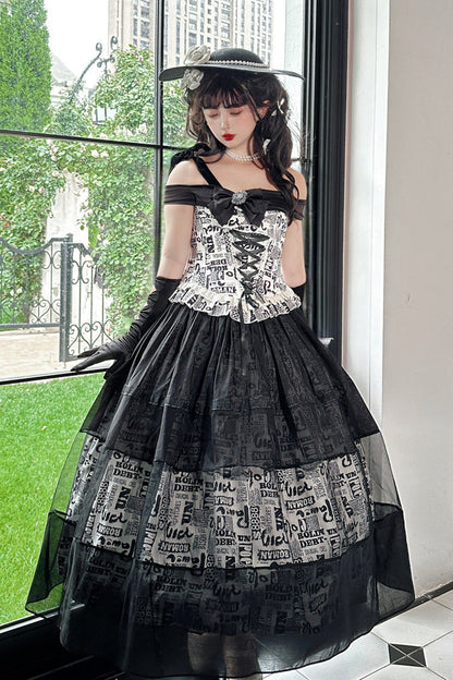 Lolita Skirt - Pin-up Girl, Black, Bow Detail, Lace Trim, Ruffled - additional product view 5