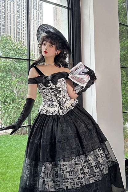 Lolita Skirt - Pin-up Girl, Black, Bow Detail, Lace Trim, Ruffled - additional product view 9