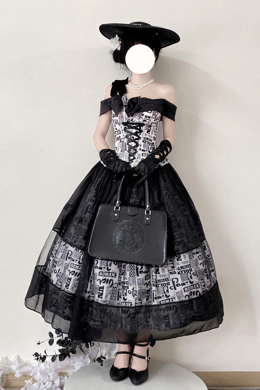 Lolita Skirt - Pin-up Girl, Black, Bow Detail, Lace Trim, Ruffled - main product image