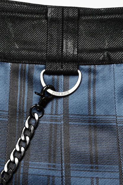 Lolita Skirt - Plaid Print Gradient Stitching, 2 Colors, Plaid, Men's Style, Adjustable - additional product view 7