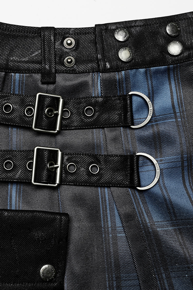 Lolita Skirt - Plaid Print Gradient Stitching, 2 Colors, Plaid, Men's Style, Adjustable - additional product view 8
