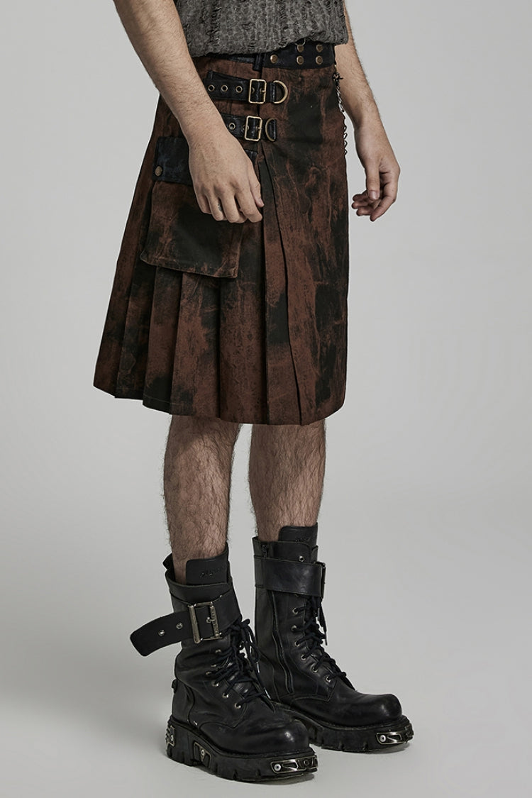 Lolita Skirt - Plaid Print Gradient Stitching, 2 Colors, Plaid, Men's Style, Adjustable - additional product view 10