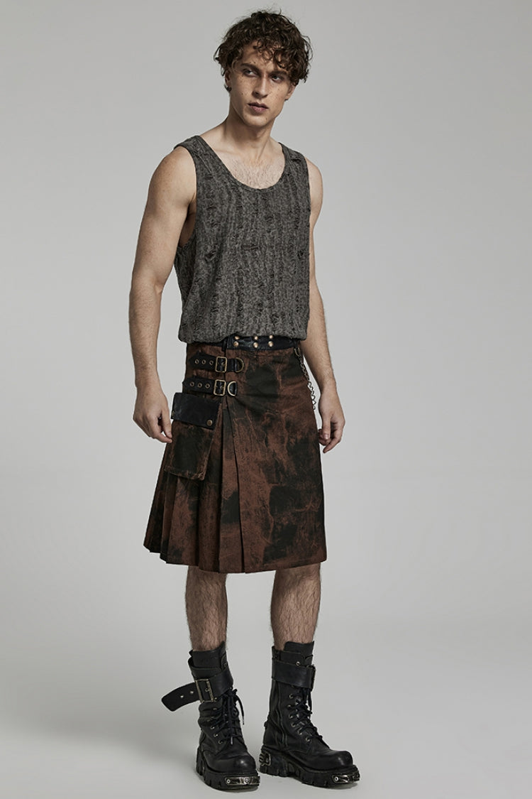 Lolita Skirt - Plaid Print Gradient Stitching, 2 Colors, Plaid, Men's Style, Adjustable - additional product view 12