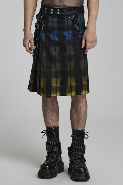 Lolita Skirt - Plaid Print Gradient Stitching, 2 Colors, Plaid, Men's Style, Adjustable - main product image