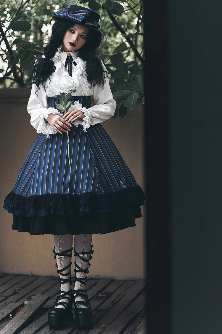 Lolita Skirt - Point Manor Multi-layer Striped, 4 Colors, Striped, High Waist - additional product view 6