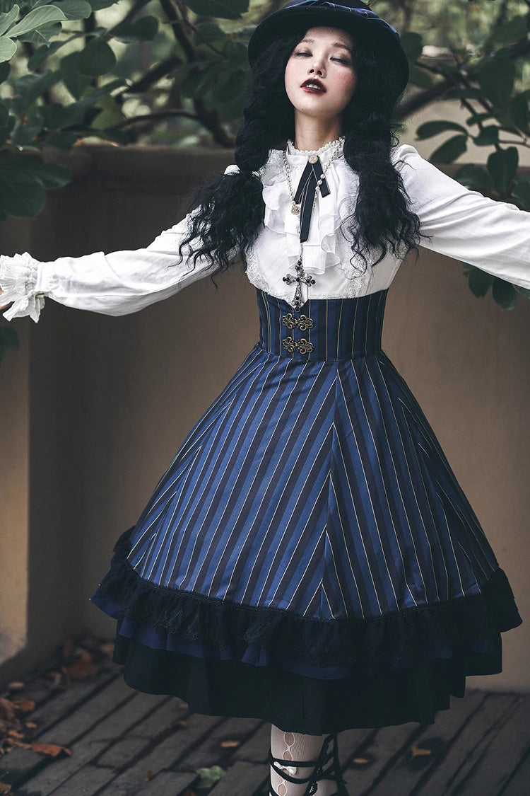Lolita Skirt - Point Manor Multi-layer Striped, 4 Colors, Striped, High Waist - additional product view 7