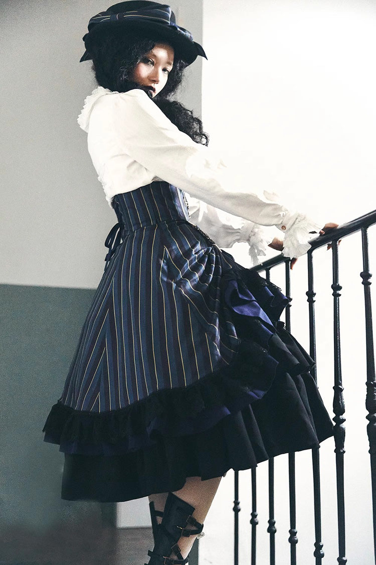 Lolita Skirt - Point Manor Multi-layer Striped, 4 Colors, Striped, High Waist - additional product view 8