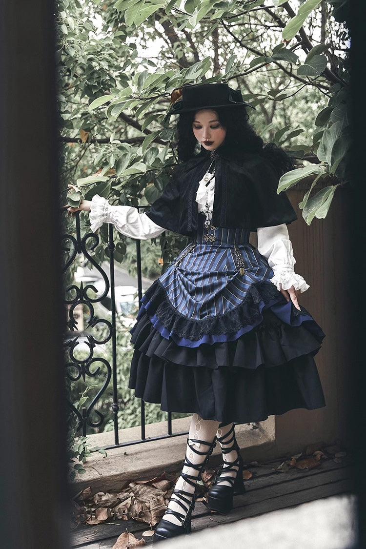Lolita Skirt - Point Manor Multi-layer Striped, 4 Colors, Striped, High Waist - additional product view 11