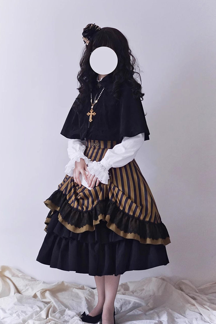 Lolita Skirt - Point Manor Multi-layer Striped, 4 Colors, Striped, High Waist - additional product view 14