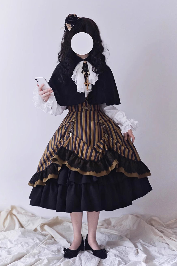 Lolita Skirt - Point Manor Multi-layer Striped, 4 Colors, Striped, High Waist - additional product view 15