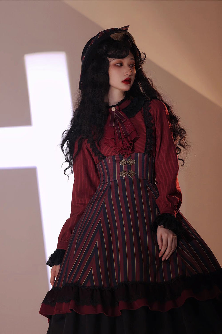 Lolita Skirt - Point Manor Multi-layer Striped, 4 Colors, Striped, High Waist - additional product view 18