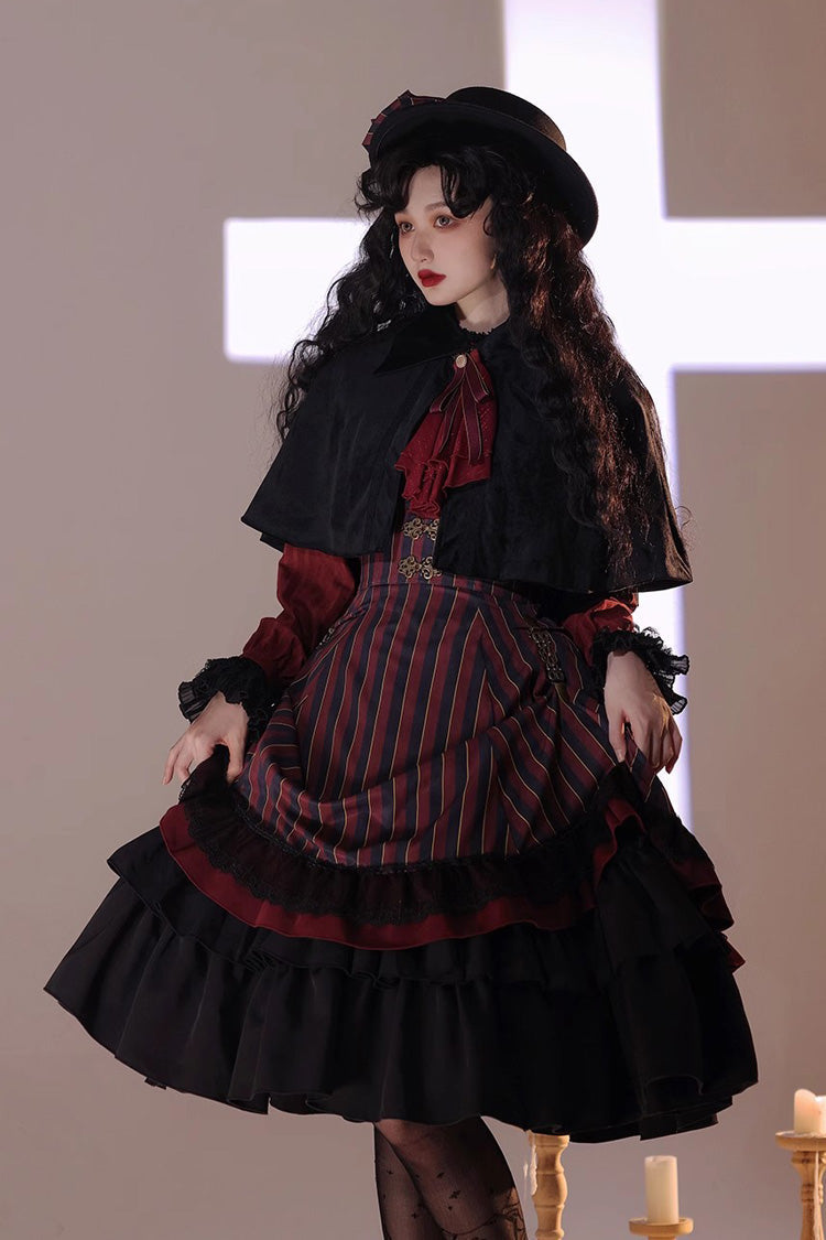 Lolita Skirt - Point Manor Multi-layer Striped, 4 Colors, Striped, High Waist - additional product view 20