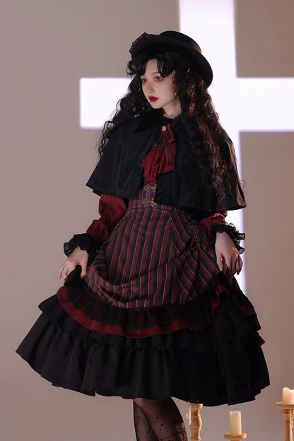 Lolita Skirt - Point Manor Multi-layer Striped, 4 Colors, Striped, High Waist - additional product view 20