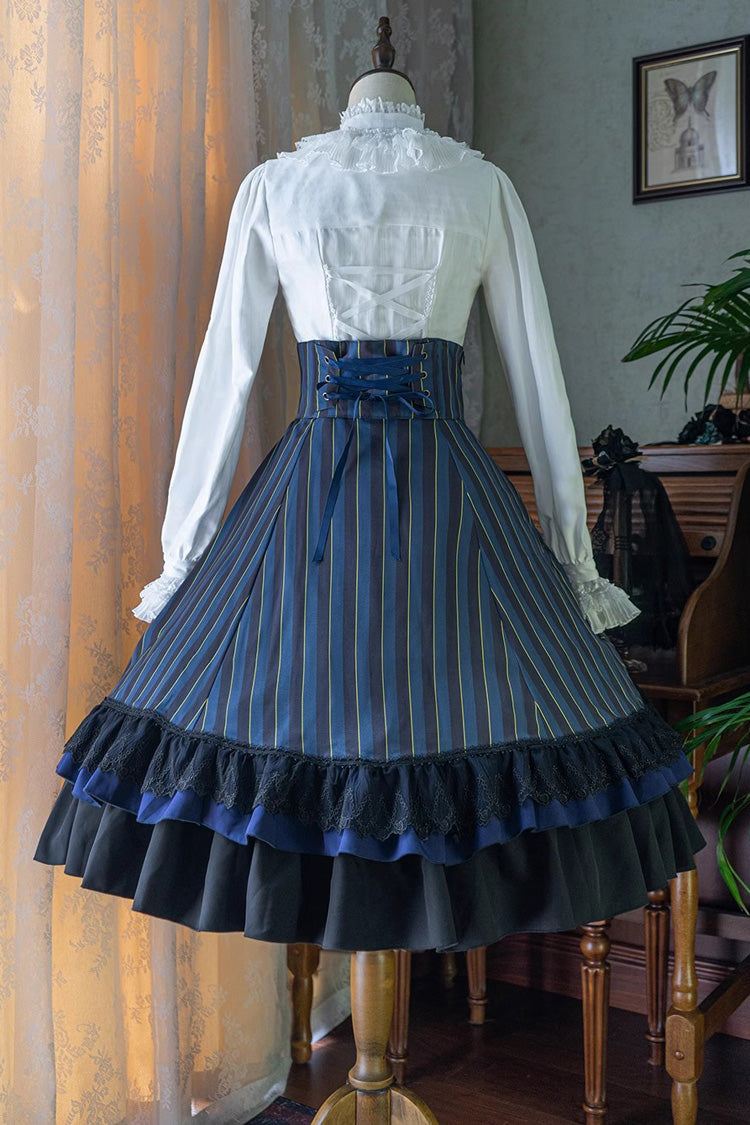 Lolita Skirt - Point Manor Multi-layer Striped, 4 Colors, Striped, High Waist - additional product view 23