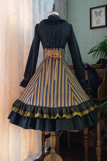 Lolita Skirt - Point Manor Multi-layer Striped, 4 Colors, Striped, High Waist - additional product view 25