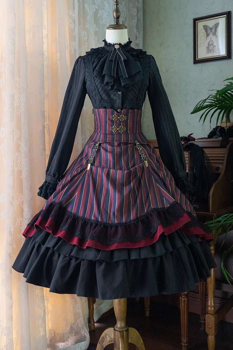 Lolita Skirt - Point Manor Multi-layer Striped, 4 Colors, Striped, High Waist - additional product view 26