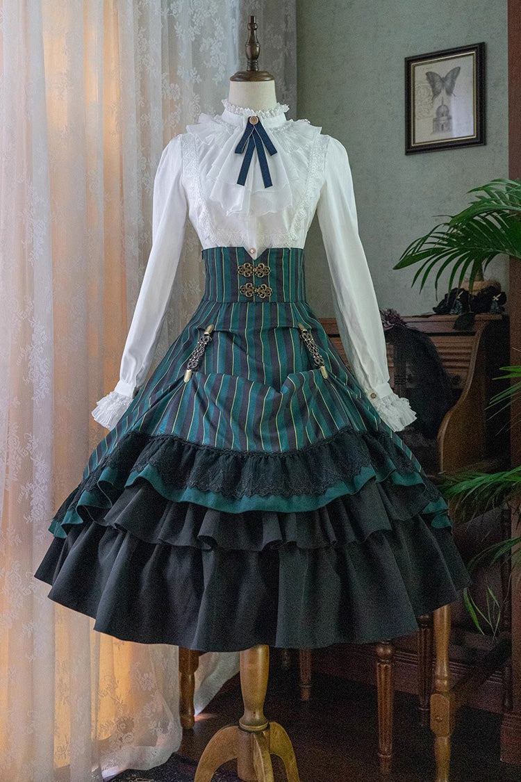 Lolita Skirt - Point Manor Multi-layer Striped, 4 Colors, Striped, High Waist - additional product view 28