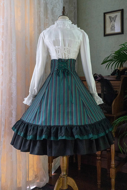 Lolita Skirt - Point Manor Multi-layer Striped, 4 Colors, Striped, High Waist - additional product view 29