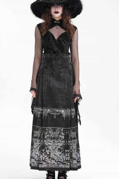 Lolita Skirt - Print, Black, Long Length, Women's Style, Gothic Style - main product image