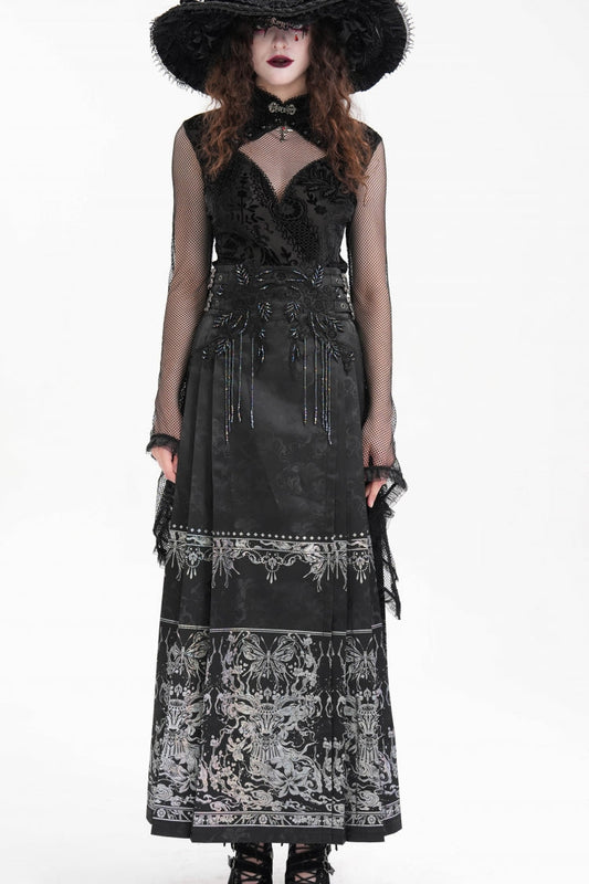 Lolita Skirt - Print, Black, Long Length, Women's Style, Gothic Style - main product image