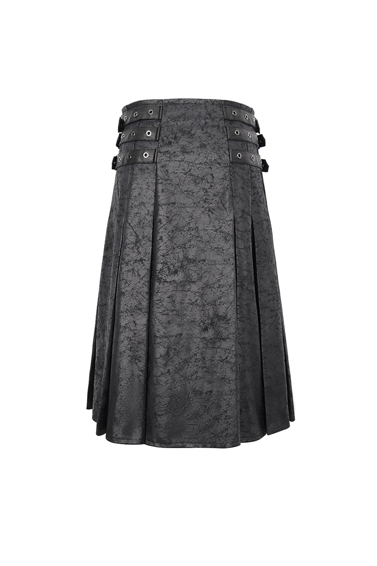 Lolita Skirt - Print Chain Multi Buckle, Black, Pleated, Zipper Detail, Buckle Detail - additional product view 10