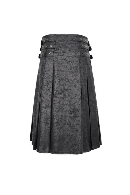 Lolita Skirt - Print Chain Multi Buckle, Black, Pleated, Zipper Detail, Buckle Detail - additional product view 10
