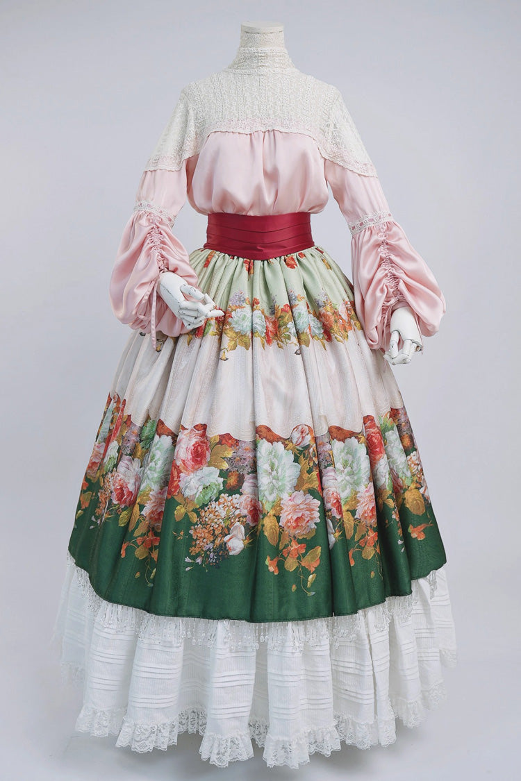 Lolita Skirt - Rainy Season Garden, Green, Ruffled, Printed, Sweet Style - additional product view 2