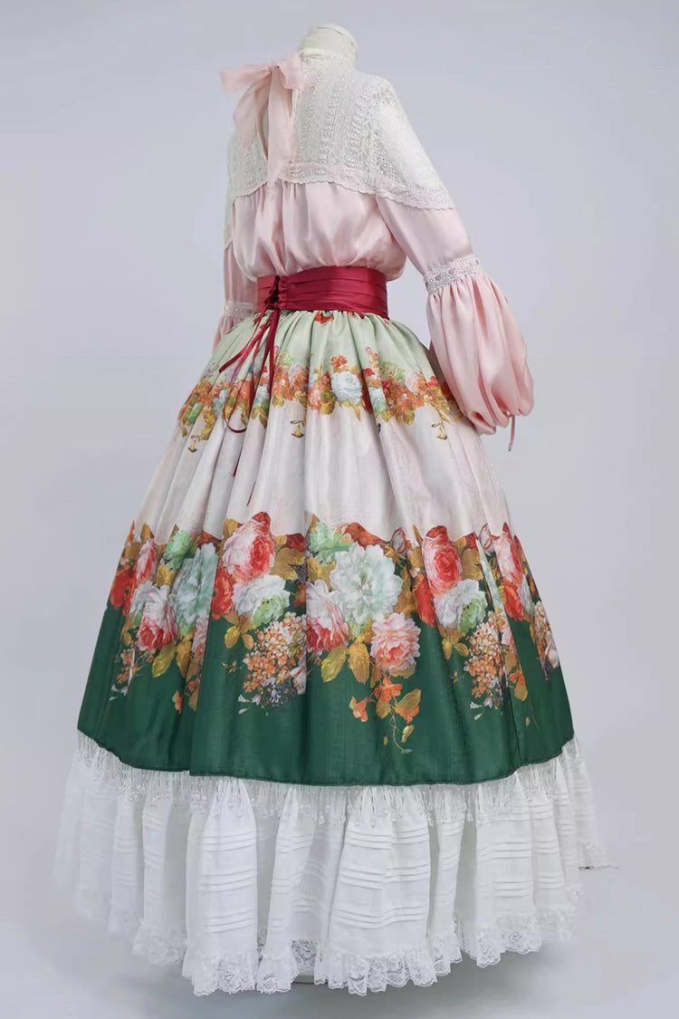 Lolita Skirt - Rainy Season Garden, Green, Ruffled, Printed, Sweet Style - additional product view 6